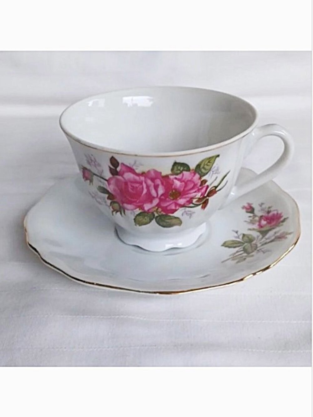 RW Japan Vintage Handpainted Floral Teacup & Saucer